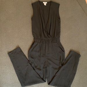 Black Draped V-Neck Romper Joe B